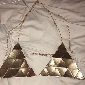 Gold chain bra